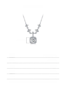 Detail view of 1ct Moissanite pendant with dimensions 6.50mm on 925 sterling silver chain