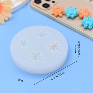 Floral silicone cake mold for DIY baking and sugarcraft with four leaf cavities