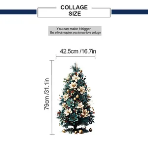 Detailed size chart for the Christmas tree wall decal showing 42.5cm width and 79cm height
