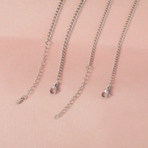 High quality 3mm silver stainless steel curb chain necklaces with lobster clasps