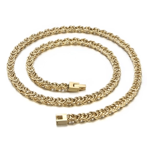 Hip hop street style gold titanium steel wheat chain necklace with square lobster clasp
