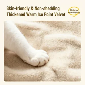 Tienda para gatos gruesa y cálida en forro polar beige para seguridad invernal