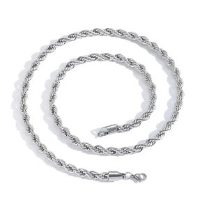 6mm silver stainless steel twisted rope chain necklace with lobster clasp for men and women