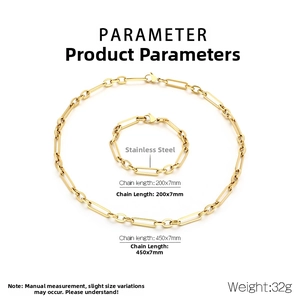 Detailed technical parameter diagram for stainless steel necklace and bracelet set