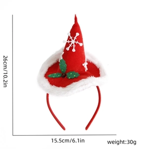 Christmas headband with red white snowflakes and holly, size 26x15.5cm for party decor