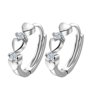 Elegant silver heart hoop earrings with cubic zirconia stones and 925 hallmark