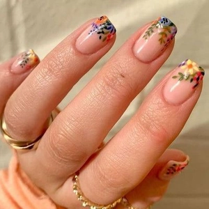 Summer Floral Plastic Press On Nails Sweet Nude Pink Digital Print Fake Nail Tips Wearable Decorative Manicure For Women