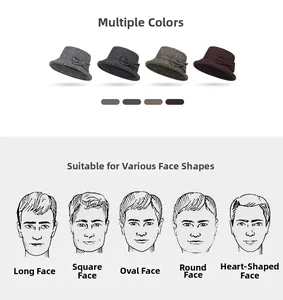 Guide showing middle-aged wool cloche hats in four colors for different face shapes