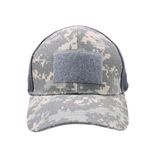 Tactical digital camouflage baseball cap with mesh back and velcro patch for outdoor hiking