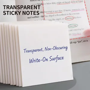 Transparent Sticky Notes Clear Self-Adhesive Waterproof PET Writable Memo Pads For Office School Annotation Reading