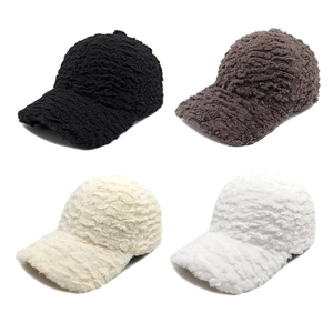 Women Faux Lambswool Baseball Cap Plush Thick Warm Winter Autumn Outdoor Adjustable Curved Brim Casual Fashion Soft