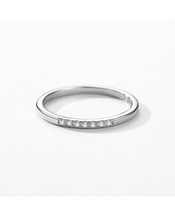 Close-up of S925 sterling silver ring with delicate micro-pave cubic zirconia row