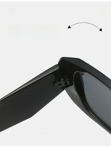 Close-up of durable hinge mechanism on square frame sunglasses for smooth folding