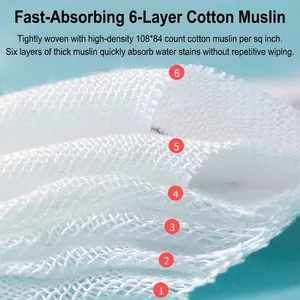 Soft 6-layer cotton gauze baby bath towel with high density breathable honeycomb texture