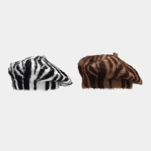 Berretto In Pelliccia Sintetica Righe Zebra Peluche Lungo Inverno Caldo Cappello Pittore Stampa Animale Donne