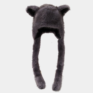 Fox Ear Plush Hat Faux Fur Warm Winter Earflap Windproof Outdoor Unisex Trapper Style Cold Protection