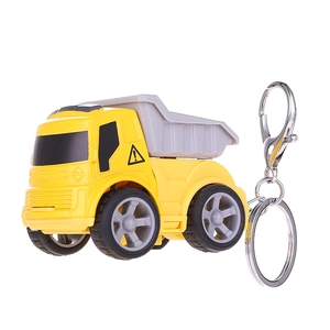 Mini cartoon yellow construction truck keychain with a creative pull-back dump truck design