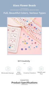 Detailed macro view of colorful mini millefiori glass flower beads for DIY jewelry making