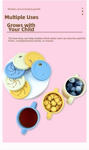 Versatile silicone baby training cup set used as a water sippy cup and snack container