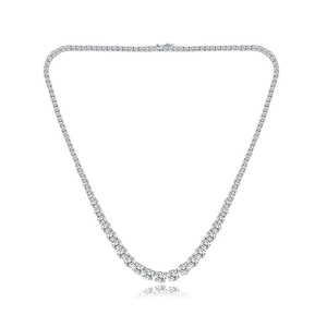 Hip Hop Hipster Graduated Zirconia Tennis Chain Copper Necklace Electroplated Shiny Gemstone Choker For Men Women Jewelry