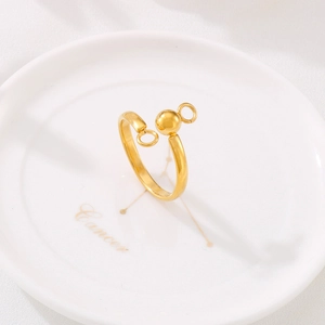 Stainless Steel Open Adjustable Ring Base With Round Ball DIY Jewelry Findings Minimalist Geometric Unisex