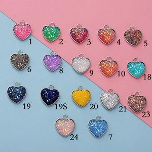 Stainless Steel Heart Pendants Resin Glitter Inlay For DIY Jewelry Making Necklace Bracelet Crafting Accessories