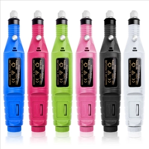 Portable electric nail drill set in six colors with 100-240V manicure pen design