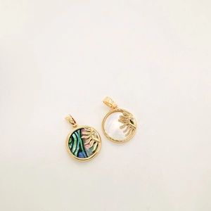 18K gold-plated sun pendants with abalone and mother of pearl shell and zirconia