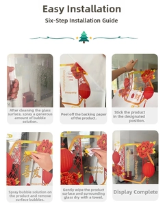 Step-by-step guide for applying Chinese New Year static window stickers on glass