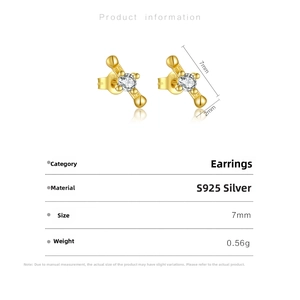 Detailed specs for S925 sterling silver earrings with 7mm cubic zirconia studs