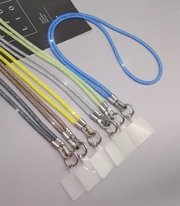 Crossbody rhinestone mesh phone lanyards in multiple colors with metallic lobster clasps