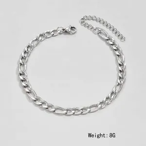 Silver Figaro chain bracelet for men with heavy metal texture and lobster clasp closure
