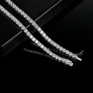 Classic 18K white gold plated tennis necklace with 4-prong set sparkling zircon stones