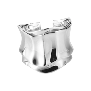 Minimalist S925 sterling silver open ring featuring vintage irregular origami wave texture