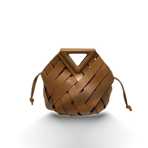 Woven Genuine Leather Handbag Triangular Handle Hollow Out Shoulder Crossbody Bag With Inner Pouch Fashion For Women