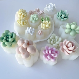 3D succulent silicone mold set for DIY scented candles and creative succulent plaster pots