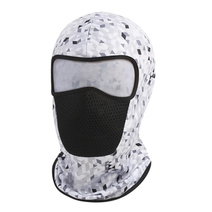 Quick-dry breathable cycling balaclava with grey geometric pattern and mesh vent mask