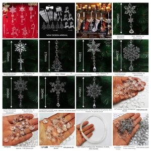 Detailed size guide for transparent snowflake ornaments and crystal bead DIY hanging sets