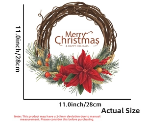 Detailed dimension guide for the 11-inch Christmas wreath with red poinsettia and berries