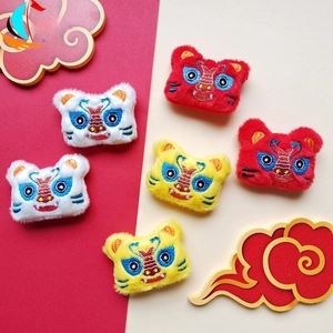 Detail of 6pcs Chinese style embroidered plush snake tiger patches for DIY accessories