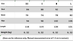 Size chart showing XS to L measurements for the sleeveless linen blend maxi dress