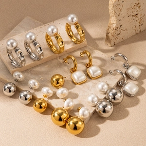 Boucles D'oreilles Géométriques Minimalistes En Acier Inoxydable Pour Femmes Bijoux Élégants En Imitation De Künstliche Perle Chic