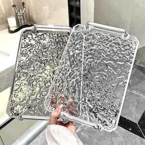 Luxurious rectangular water ripple acrylic trays with handles for home decor
