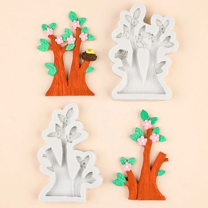 Silikonform in Baumform für Tortendeko mit Kirschblüten und einem kleinen Vogelnest