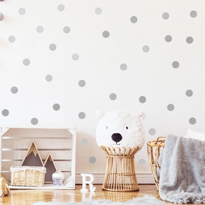 Minimalist grey dot wall stickers for DIY kids bedroom and living room nursery decor