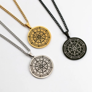 Zodiac spinning wheel necklaces in gold, silver and black stainless steel for protection