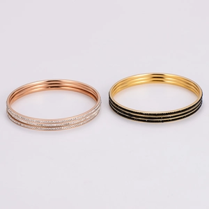 316L Stainless Steel Bangle Bracelet Multi Layer Rhinestone Studded Bohemian Style Minimalist Fashion Jewelry For Women Accessory