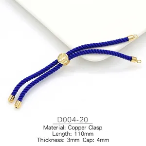 Close-up of 3mm blue braided cord with 110mm length and adjustable gold plated clasp