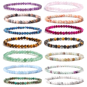 Naturstein Perlenarmband Amethyst Tigerauge Runde Edelstein Einzelstrang Elastischer Schmuck Damen Herren