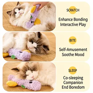 Purple plush cat toy for scratching and biting, durable interactive pet chew toy